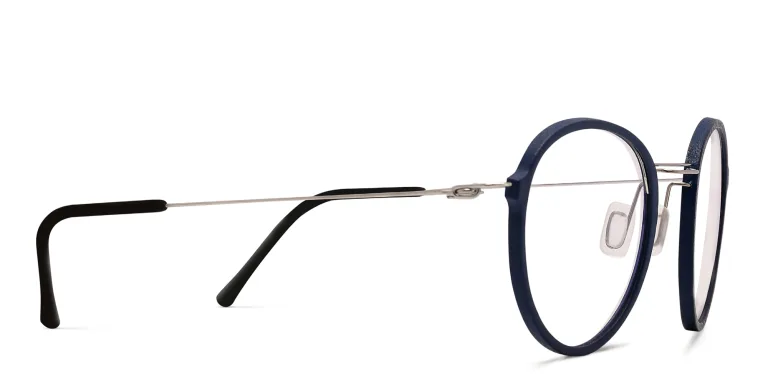 Shop MONOGRAM Unisex Round Eyeglasses in Blue online.