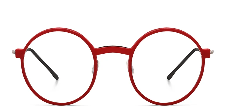 Shop MONOGRAM Unisex Round Eyeglasses in Red online.