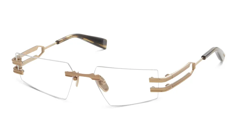 Shop BALMAIN Fixe Unisex Rimless Rectangle Eyeglasses in Gold online.