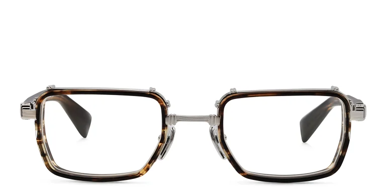 Shop BALMAIN Saint Jean Unisex Rectangle Eyeglasses in Brown online.