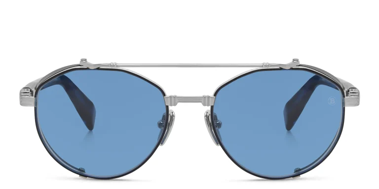 Shop BALMAIN Brigade IV Unisex Round Sunglasses in Silver online.