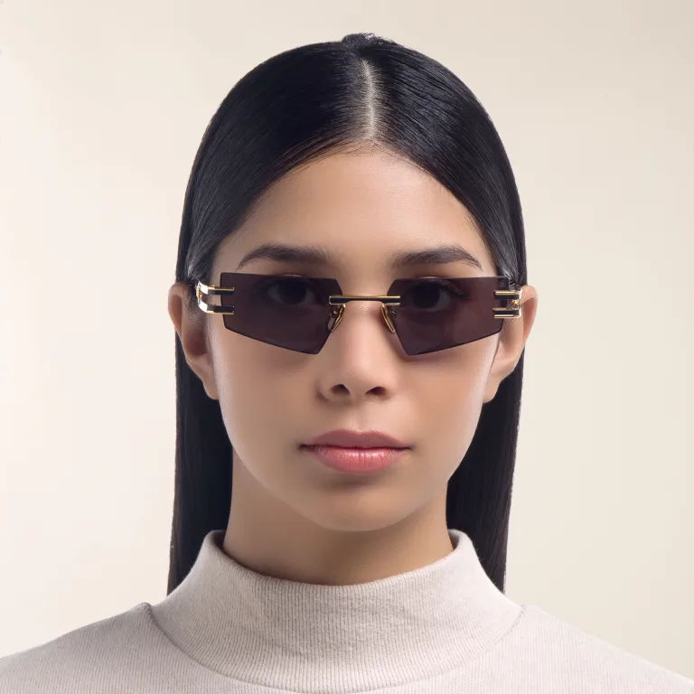 Shop BALMAIN Fixe Unisex Rimless Rectangle Sunglasses in Black online.