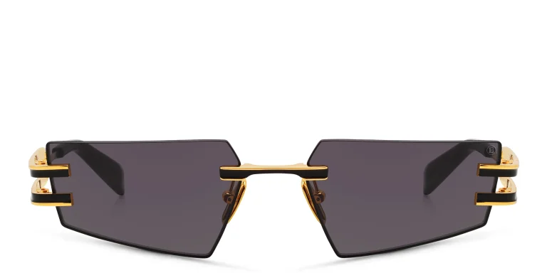 Shop BALMAIN Fixe Unisex Rimless Rectangle Sunglasses in Black online.