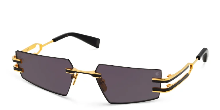Shop BALMAIN Fixe Unisex Rimless Rectangle Sunglasses in Black online.
