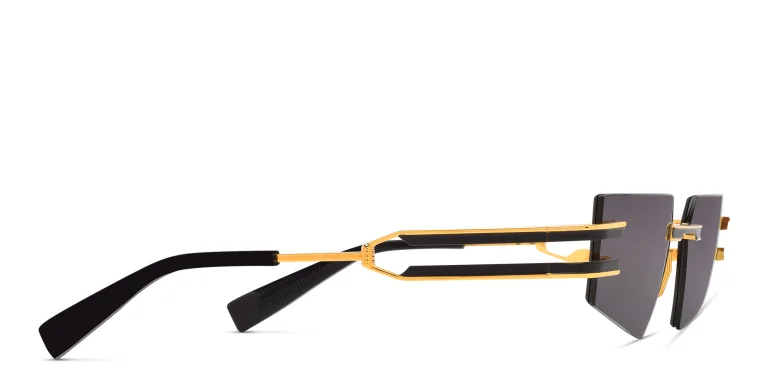 Shop BALMAIN Fixe Unisex Rimless Rectangle Sunglasses in Black online.