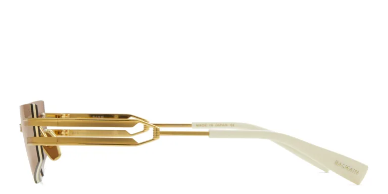 Shop BALMAIN Fixe Unisex Rimless Rectangle Sunglasses in Gold online.