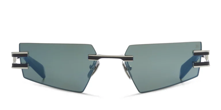 Shop BALMAIN Fixe Unisex Rimless Rectangle Sunglasses in Grey online.