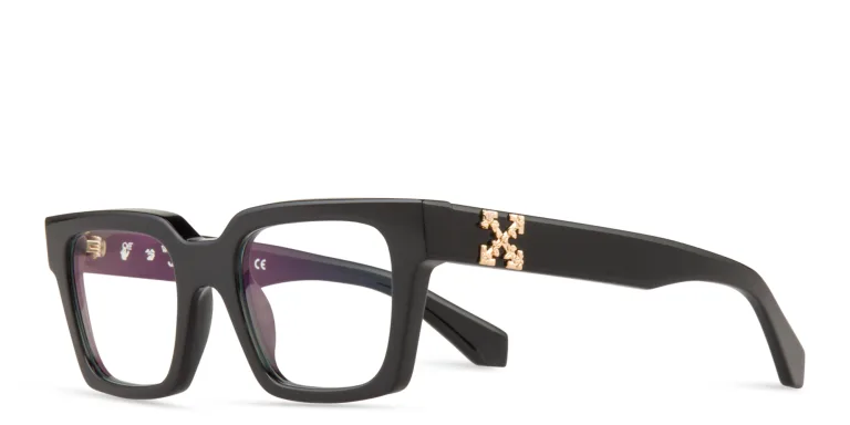 Shop OFF WHITE Style 21 Unisex Square Eyeglasses in Black online.