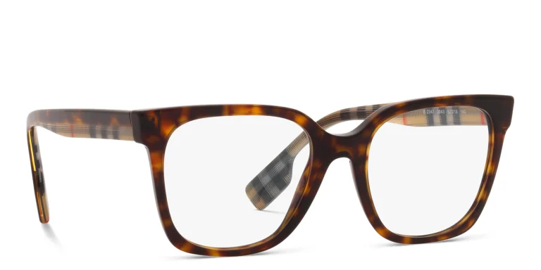 Shop BURBERRY Square Eyeglasses in Havana online.