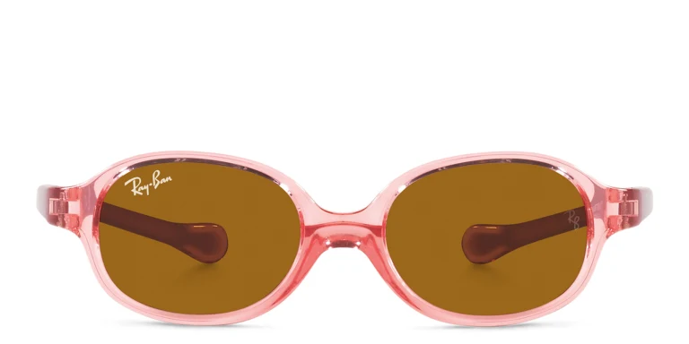 Shop Ray-Ban Junior Kids Round Sunglasses in Pink online.
