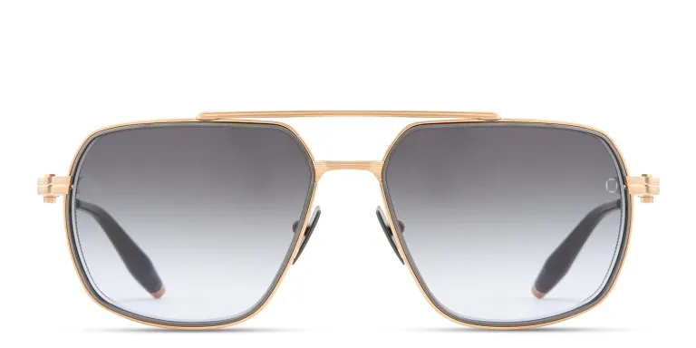 Shop AKONI Pathfinder Rectangle Sunglasses in Gold online.