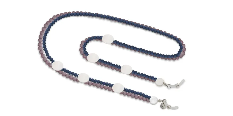 Shop The RICCI DISTRICT Crystals & Mother of Pearl Glasses Chain in Pink online.