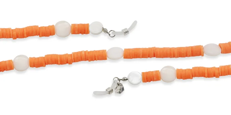 Shop The RICCI DISTRICT Pearl Glasses Chain in Orange online.