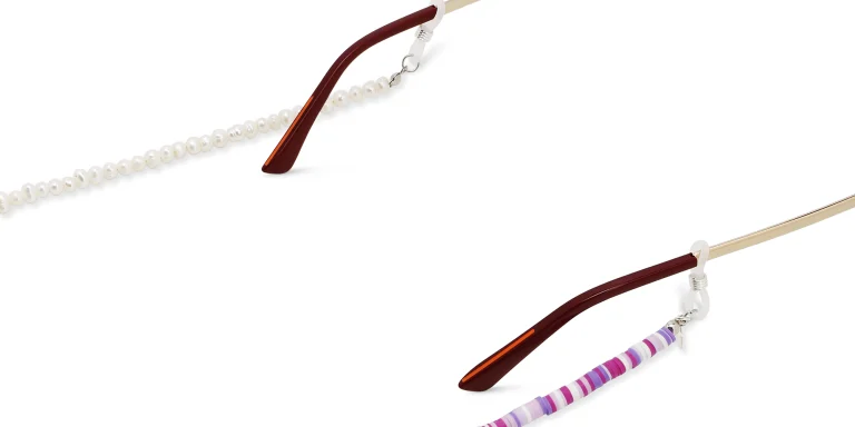 Shop The RICCI DISTRICT Crystals & Mother of Pearl Glasses Chain in Purple online.