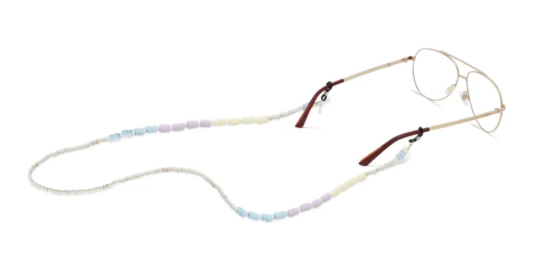 Shop The RICCI DISTRICT Howlite & Polymer Beads Glasses Chain in White online.