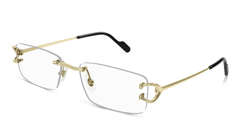 Shop Cartier Signature 'C'de Cartier Rimless Eyeglasses in Gold online.