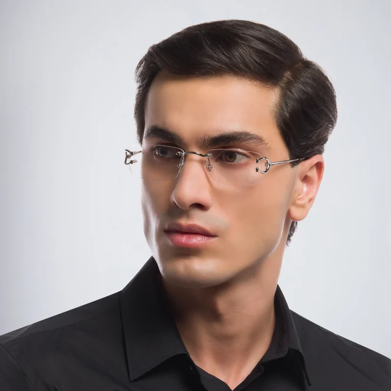 Shop Cartier Signature 'C'de Cartier Rimless Eyeglasses in Silver online.