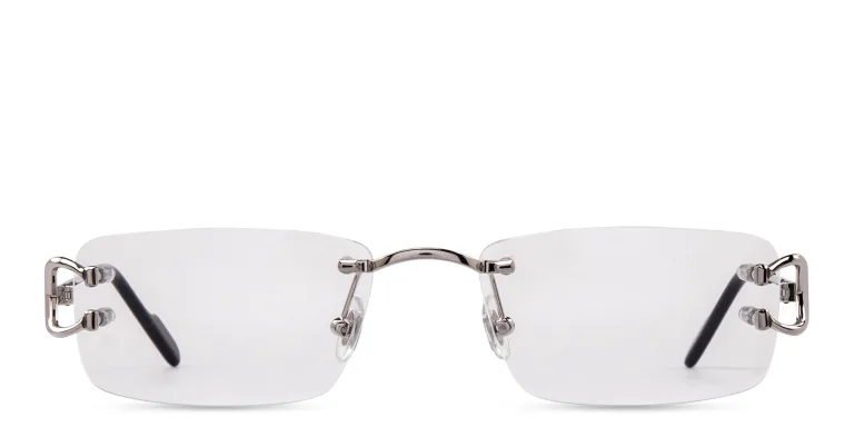 Shop Cartier Signature 'C'de Cartier Rimless Eyeglasses in Silver online.