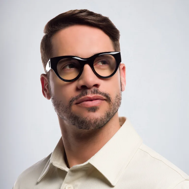 Shop OFF WHITE Unisex Round Eyeglasses in Black online.