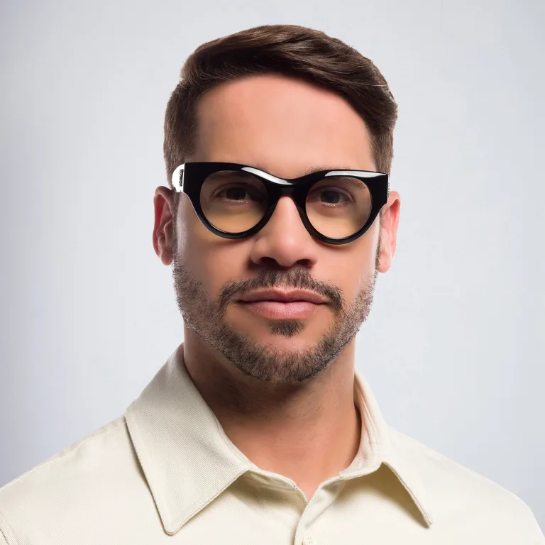 Shop OFF WHITE Unisex Round Eyeglasses in Black online.
