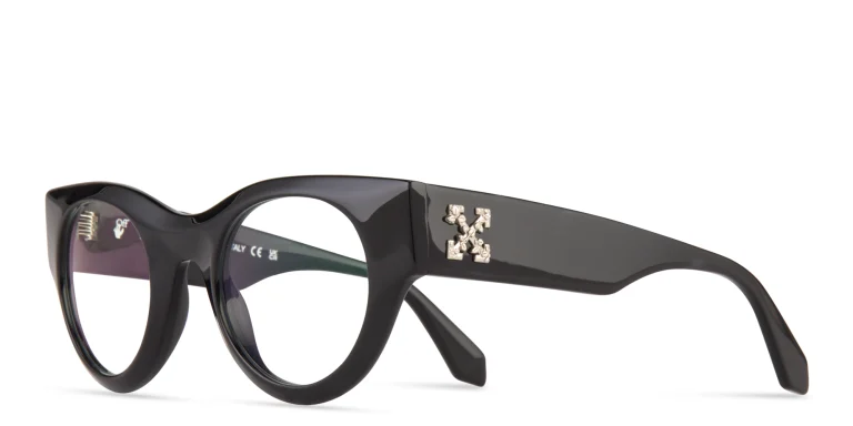 Shop OFF WHITE Unisex Round Eyeglasses in Black online.