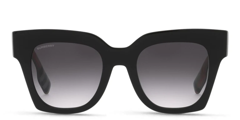 Shop BURBERRY Square Sunglasses in Black online.