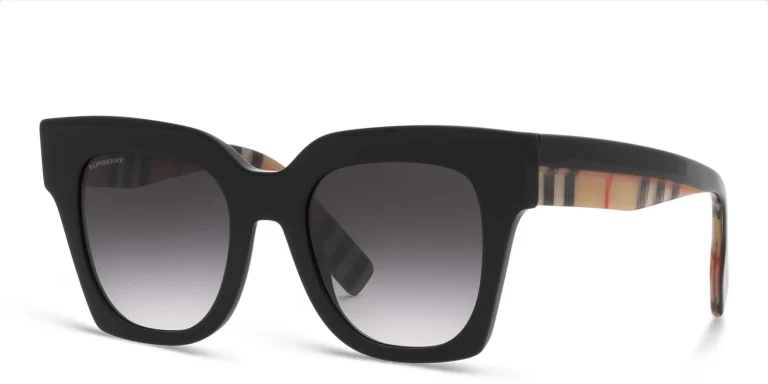Shop BURBERRY Square Sunglasses in Black online.