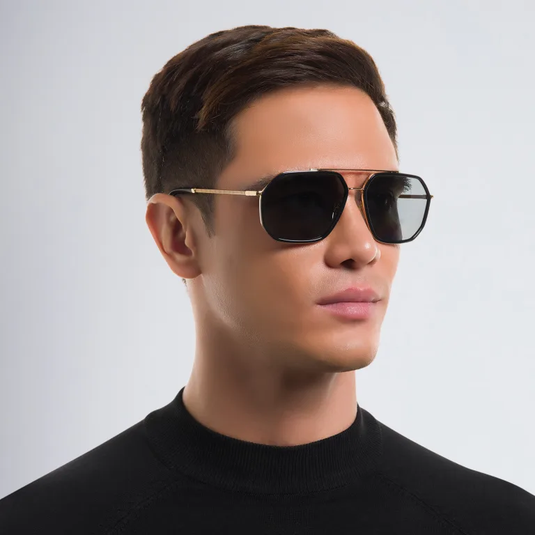 Shop Dolce & Gabbana Pilot Sunglasses in Black online.