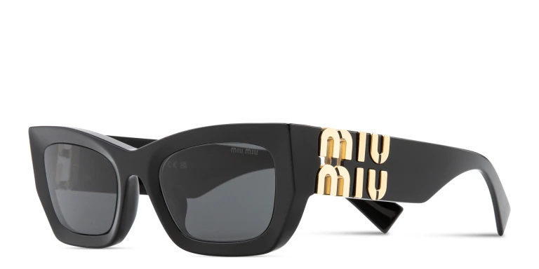 Shop MIU MIU Rectangle Sunglasses in Black online.