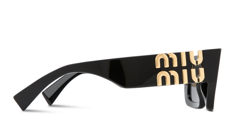 Shop MIU MIU Rectangle Sunglasses in Black online.