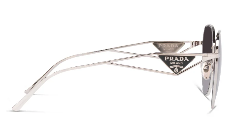Shop PRADA Irregular Sunglasses in Silver online.