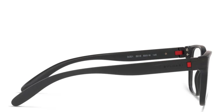 Shop BVLGARI Wide Rectangle Eyeglasses in Black online.