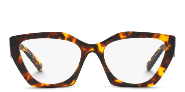 Shop PRADA Irregular Eyeglasses in Tortoise online.