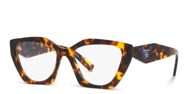 Shop PRADA Irregular Eyeglasses in Tortoise online.