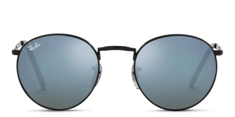 Shop Ray-Ban New Round Unisex Panthos Sunglasses in Black online.