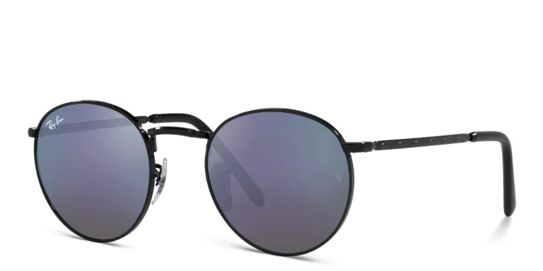 Shop Ray-Ban New Round Unisex Panthos Sunglasses in Black online.