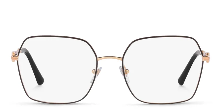 Shop BVLGARI Square Eyeglasses in Black online.