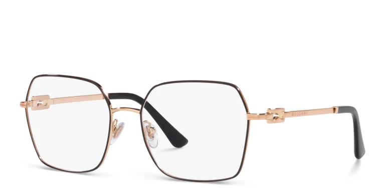 Shop BVLGARI Square Eyeglasses in Black online.