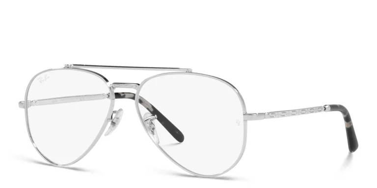 Shop Ray-Ban Unisex Wide Pilot Eyeglasses in Silver online.