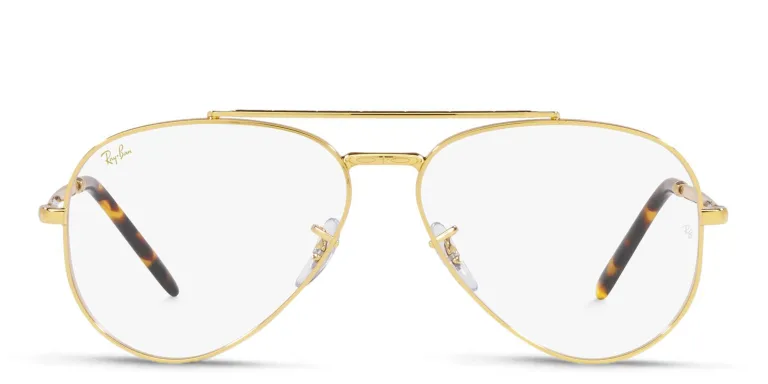 Shop Ray-Ban Unisex Wide Pilot Eyeglasses in Gold online.