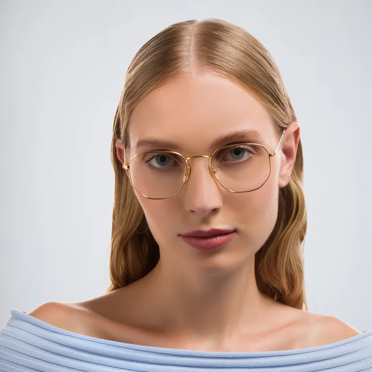 Shop Ray-Ban Hexagonal Unisex Eyeglasses in Gold online.