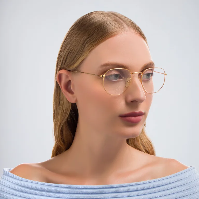 Shop Ray-Ban Hexagonal Unisex Eyeglasses in Gold online.