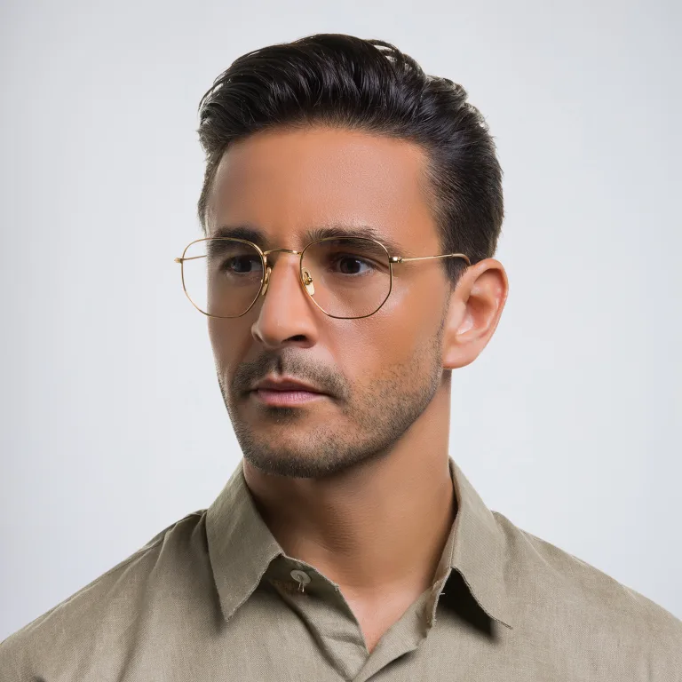 Shop Ray-Ban Hexagonal Unisex Eyeglasses in Gold online.