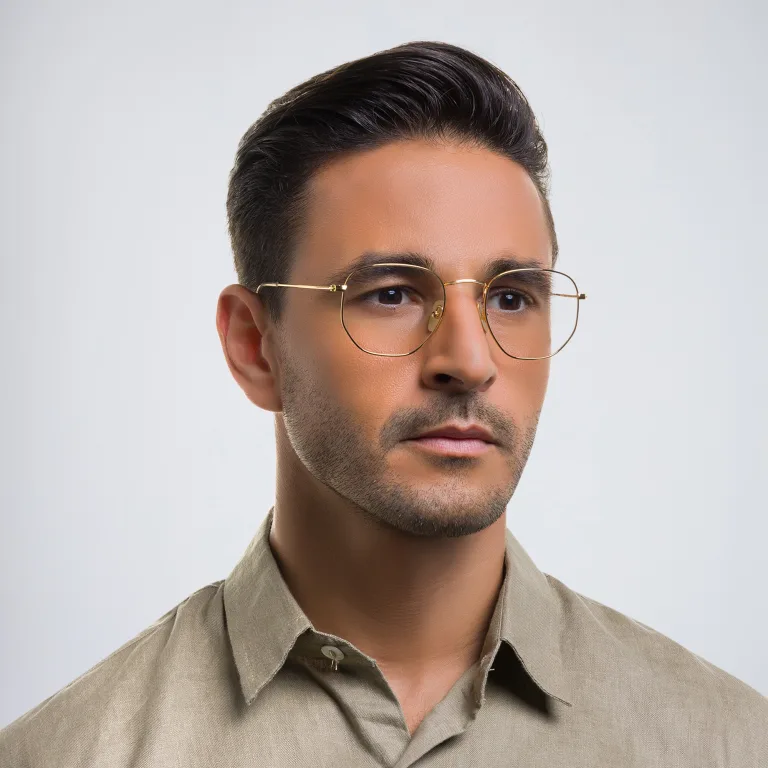 Shop Ray-Ban Hexagonal Unisex Eyeglasses in Gold online.