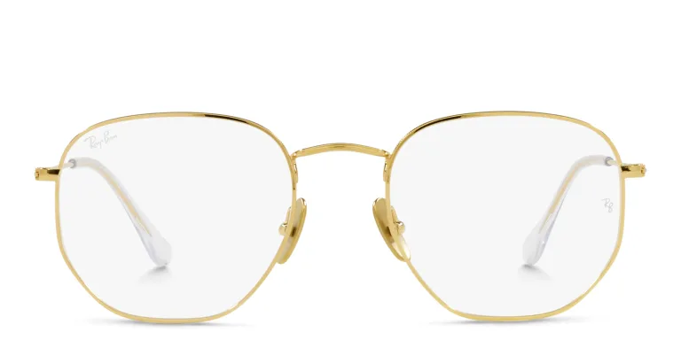 Shop Ray-Ban Hexagonal Unisex Eyeglasses in Gold online.