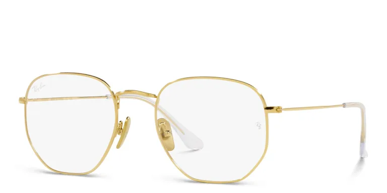 Shop Ray-Ban Hexagonal Unisex Eyeglasses in Gold online.