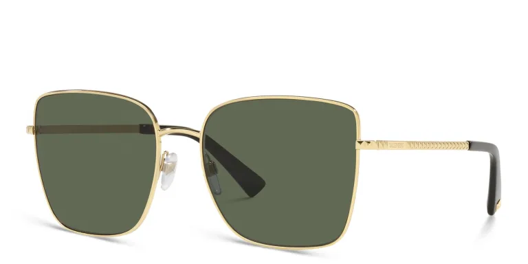Shop VALENTINO Engraved Logo Butterfly Sunglasses in Gold online.