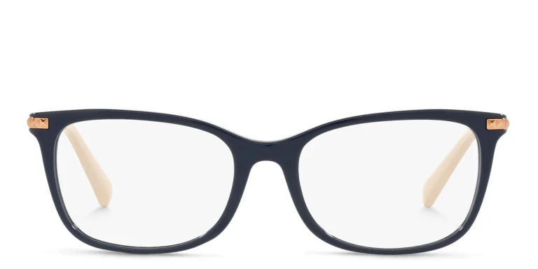 Shop VALENTINO Stud Rectangle Eyeglasses in Blue online.