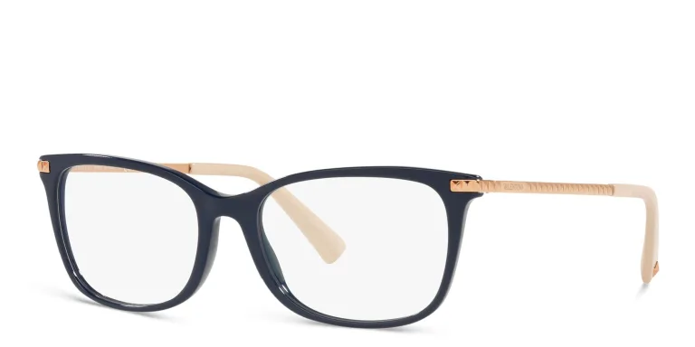 Shop VALENTINO Stud Rectangle Eyeglasses in Blue online.