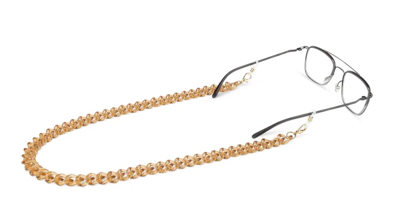 Shop The Book Club Unisex Acetate Glasses Chain in Gold online.